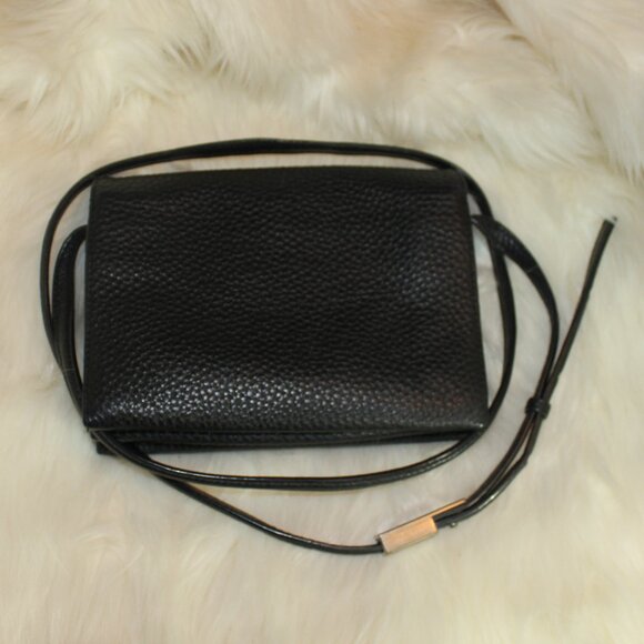 Aritzia Auxiliary Calisch Leather Flap Crossbody Black lined shoulder mini bag - Picture 4 of 9